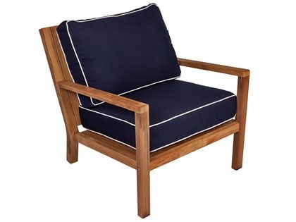 Coastal Teak Patio Club Chair with Sunbrella Canvas Cushions