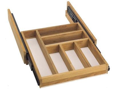 Pacific Teak Millworks Teak Wood Push Back Cutlery Tray