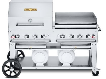 Crown Verity 60-Inch Club Series Propane Gas Grill with Roll Dome Package, Griddle Package & Horizontal Tanks