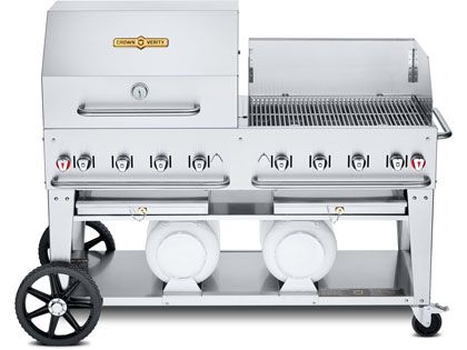 Crown Verity 60-Inch Club Series Propane Gas Grill with Roll Dome Package, Windguard Package & Horizontal Tanks