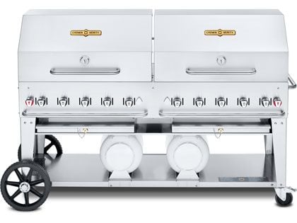 Crown Verity 72-Inch Club Series Propane Gas Grill with Roll Dome Package & Horizontal Tanks