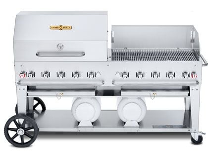 Crown Verity 72-Inch Club Series Propane Gas Grill with Roll Dome Package, Windguard Package & Horizontal Tanks