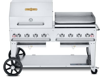 Crown Verity 60-Inch Mobile Gas Grill with Roll Dome & Griddle Package