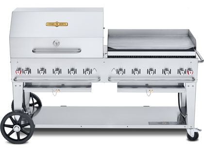 Crown Verity 72-Inch Mobile Gas Grill with Roll Dome & Griddle Package