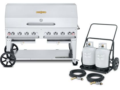 Crown Verity 60-Inch Mobile Propane Gas Grill with Roll Dome Package & Propane Cart