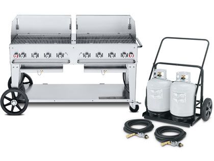 Crown Verity 60-Inch Mobile Propane Gas Grill with Windguard Package & Propane Cart