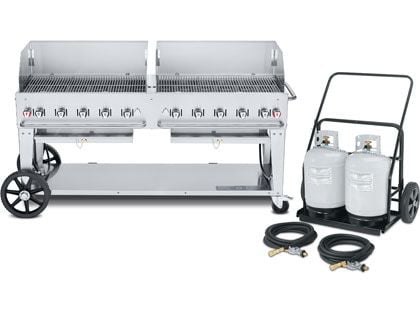 Crown Verity 72-Inch Mobile Propane Gas Grill with Windguard Package & Propane Cart
