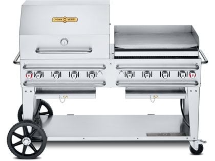 Crown Verity 60-Inch Rental Propane Gas Grill with Roll Dome & Griddle Package