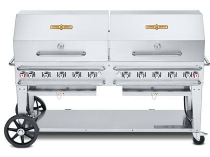 Crown Verity 72-Inch Rental Propane Gas Grill with 2 Roll Domes Package