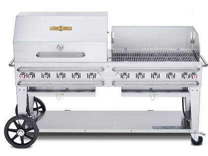 Crown Verity 72-Inch Rental Propane Gas Grill with Roll Dome & Windguard Package