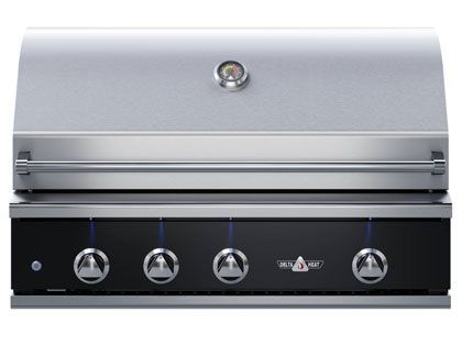 Delta Heat 38-Inch 3-Burner Built-In Gas Grill with Infrared Rear Burner & Rotisserie Kit - Black Control Panel