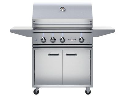 Delta Heat 32-Inch 3-Burner Gas Grill with Infrared Rear Burner & Rotisserie Kit On Cart