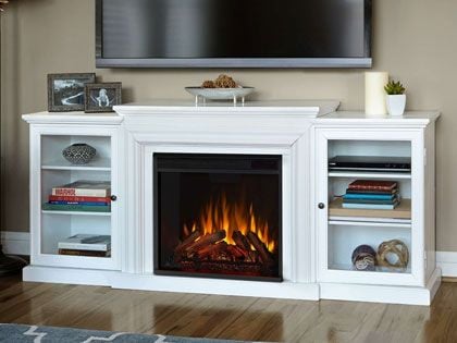 Frederick 72-Inch Electric Fireplace TV Stand in White