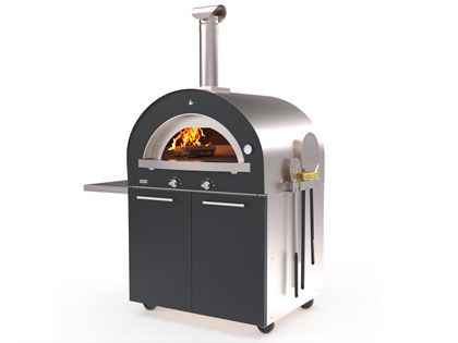 HearthStone Genio 44-Inch 7.2 Sq. Ft. Capacity Hybrid Gas & Wood-Fired Multi-Fuel Pizza Oven on Cart