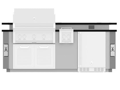 Hestan Ready-To-Assemble 8-Foot Stainless Steel Outdoor Living Suite with Bar Top and Foot Rail