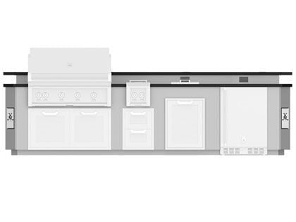 Hestan Ready-To-Assemble 12-Foot Stainless Steel Outdoor Living Suite with Bar Top and Foot Rail