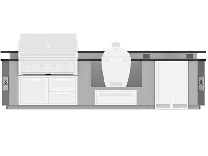 Hestan Ready-To-Assemble 12-Foot Stainless Steel Outdoor Living Suite with Kamado Grill Cutout, Bar Top and Foot Rail