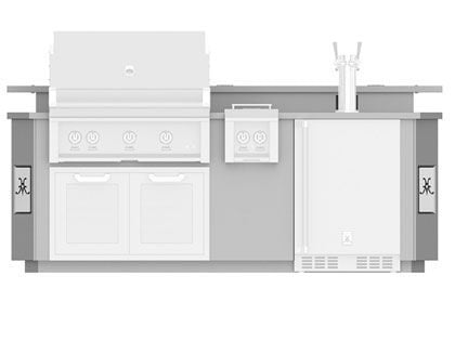 Hestan Ready-To-Assemble 8-Foot Stainless Steel Outdoor Living Suite with Beer Dispenser Cutout, Bar Top & Foot Rail with Countertop