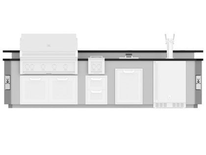 Hestan Ready-To-Assemble 12-Foot Stainless Steel Outdoor Living Suite with Beer Dispenser Cutout, Bar Top & Foot Rail with Countertop