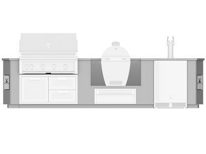 Hestan Ready-To-Assemble 12-Foot Stainless Steel Outdoor Living Suite with Kamado Grill and Beer Dispenser Cutouts with Countertop
