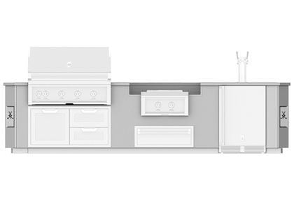 Hestan Ready-To-Assemble 12-Foot Stainless Steel Outdoor Living Suite with Power Burner and Beer Dispenser Cutouts with Countertop