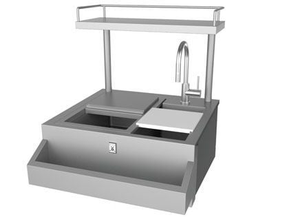 Hestan 30-Inch Stainless Steel Built-In Bar Center with Ice Chest, Sink and 30-Inch High Shelf