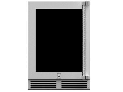 Hestan 24-Inch 5.0 Cu. Ft. Left Hinge Outdoor Rated Dual Zone Glass Door Refrigerator With Wine Storage