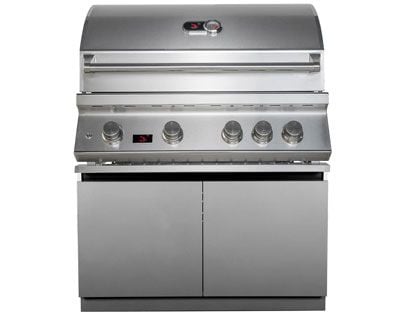 Whistler 34-Inch 4-Burner Gas Grill on Stainless Steel Cabinet with Rear Infrared Burner, Grill Lights, Rotisserie Kit & Cover