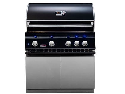 Whistler 34-Inch 4-Burner Gas Grill on Stainless Steel Cabinet with Rear Infrared Burner, Grill Lights, Rotisserie Kit & Cover - Black Stainless