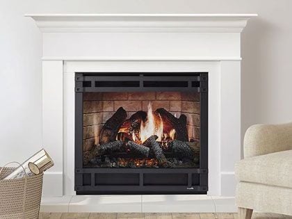 SimpliFire Inception 36-inch Electric Fireplace with Wescott Mantel & Halston Decorative Front