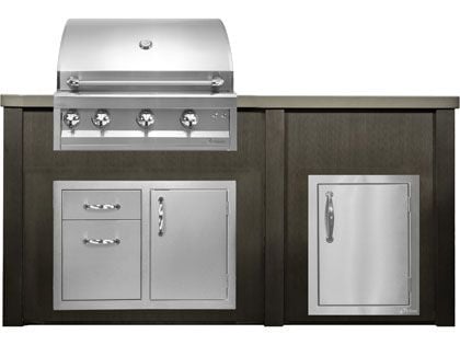 Haven 6 Ft. Outdoor Kitchen Island w/ Artisan 32-Inch Grill, 32-Inch Access Doors & 17-Inch Access Door - Antique Bronze