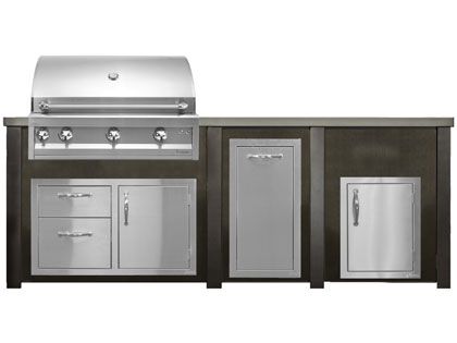 Haven 8 Ft. Outdoor Kitchen Island w/ Artisan 36-Inch Grill, 36-Inch Access Doors, Trash Center & 17-Inch Single Access Door - Antique Bronze