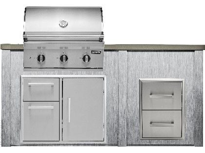 Haven 6 Ft. Outdoor Kitchen Island w/ Coyote SL-Series 30-Inch Grill, 31" Dry Pantry & 2 Drawer Cabinet - Harbor Gray