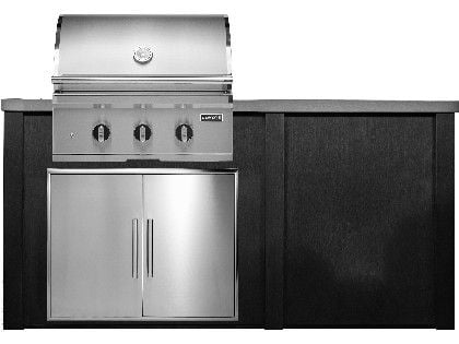 Haven 6 Ft. Outdoor Kitchen Island w/ Coyote SL-Series 30-Inch Grill & Double Access Door  - Brushed Black