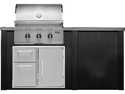 Haven 6 Ft. Outdoor Kitchen Island w/ Coyote C-Series 30-Inch Grill & 31" Dry Pantry  - Brushed Black