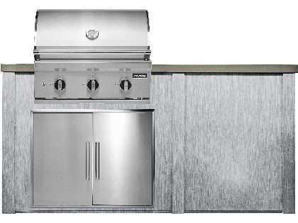 Haven 6 Ft. Outdoor Kitchen Island w/ Coyote C-Series 30-Inch Grill - Double Access Door  - Harbor Gray