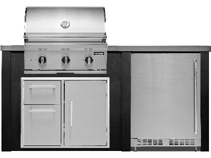 Haven 6 Ft. Outdoor Kitchen Island w/ Coyote C-Series 30-Inch Grill, 31" Dry Pantry & 24" Refrigerator - Brushed Black