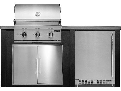 Haven 6 Ft. Outdoor Kitchen Island w/ Coyote C-Series 30-Inch Grill, Double Access Door & 24" Refrigerator - Brushed Black