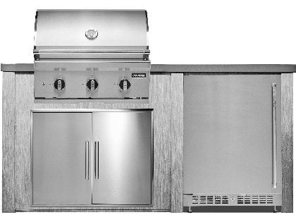 Haven 6 Ft. Outdoor Kitchen Island w/ Coyote C-Series 30-Inch Grill, Double Access Door & 24" Refrigerator - Harbor Gray
