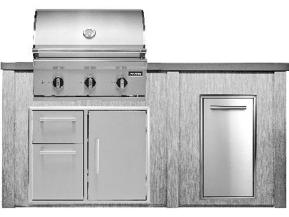 Haven 6 Ft. Outdoor Kitchen Island w/ Coyote C-Series 30-Inch Grill, 31" Dry Pantry & Trash Center - Harbor Gray