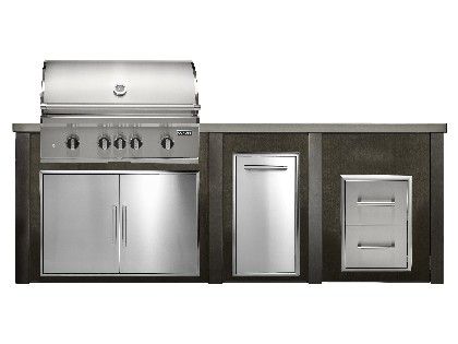 Haven 8 Ft. Outdoor Kitchen Island w/ Coyote SL-Series 36-Inch Grill, Double Access Door, Trash Center & 2 Drawer Cabinet - Antique Bronze