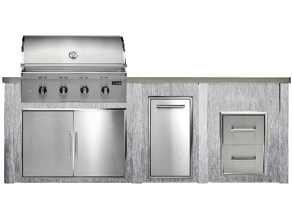 Haven 8 Ft. Outdoor Kitchen Island w/ Coyote CL-Series 36-Inch Grill, Double Access Door, Trash Center & 2 Drawer Cabinet - Harbor Gray