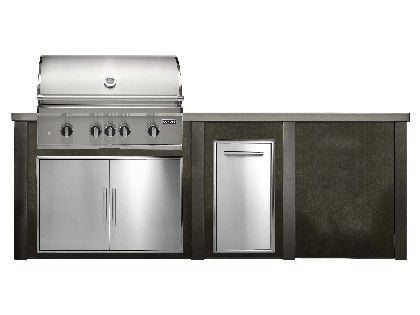 Haven 8 Ft. Outdoor Kitchen Island w/ Coyote SL-Series 36-Inch Grill, Double Access Door, & Trash Center - Antique Bronze