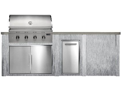Haven 8 Ft. Outdoor Kitchen Island w/ Coyote CL-Series 36-Inch Grill, Double Access Door, Trash Center & Plain Panel - Harbor Gray