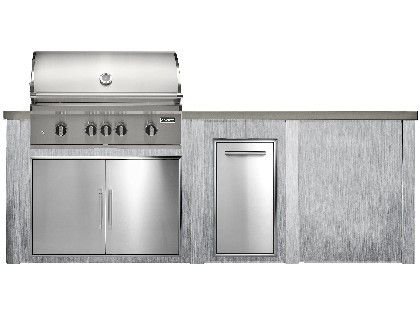 Haven 8 Ft. Outdoor Kitchen Island w/ Coyote SL-Series 36-Inch Grill, Double Access Door, & Trash Center - Harbor Gray
