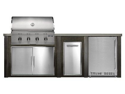 Haven 8 Ft. Outdoor Kitchen Island w/ Coyote CL-Series 36-Inch Grill, Double Access Door, Trash Center & 24-Inch Refrigerator - Antique Bronze