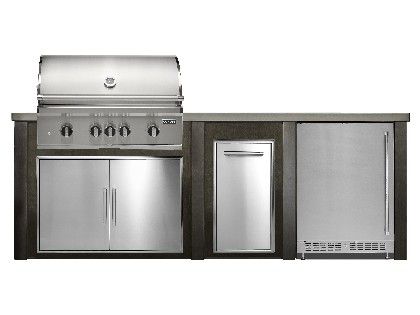 Haven 8 Ft. Outdoor Kitchen Island w/ Coyote SL-Series 36-Inch Grill, Double Access Door, Trash Center & 24-Inch Refrigerator - Antique Bronze