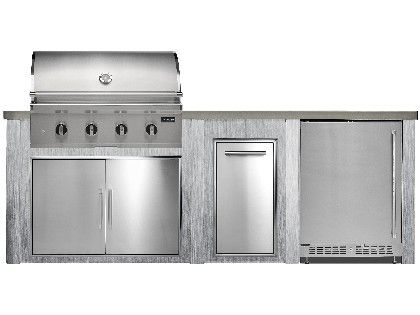 Haven 8 Ft. Outdoor Kitchen Island w/ Coyote CL-Series 36-Inch Grill, Double Access Door, Trash Center & 24-Inch Refrigerator - Harbor Gray
