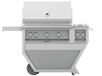 Hestan 36-Inch 3-Burner Gas Grill with Infrared Rotisserie Burner On Deluxe Cart with Double Side Burner