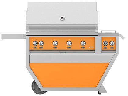 Hestan 42-Inch 4-Burner Gas Grill with Infrared Rotisserie Burner On Deluxe Cart with Double Side Burner